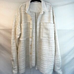 MNML Clothing - EUC Oversized XXL White Tweed Flannel - Faith Connexion/Balmain!